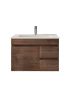 750MM Dark Oak MDF Bathroom Vanity Right Drawers Wall Hung Cabinet Only