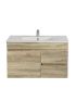 750MM White Oak MDF Bathroom Vanity Right Drawers Wall Hung Cabinet Only