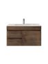 900MM Dark Oak MDF Bathroom Vanity Left Drawers Wall Hung Cabinet Only