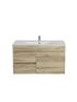 900MM White Oak MDF Bathroom Vanity Left Drawers Wall Hung Cabinet Only