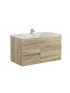 900MM White Oak MDF Bathroom Vanity Left Drawers Wall Hung Cabinet Only