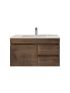 900MM Dark Oak MDF Bathroom Vanity Right Drawers Wall Hung Cabinet Only