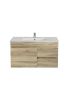 900MM White Oak MDF Bathroom Vanity Right Drawers Wall Hung Cabinet Only