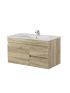 900MM White Oak MDF Bathroom Vanity Right Drawers Wall Hung Cabinet Only