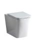 Enox99 Gloss White Wall Faced Pan with Slim UF Seat Cover & Universal Inlet Cistern Rimless Flushing Floor Pan