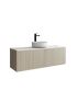 1200mm Slim Coastal Oak Wall Hung Bathroom Vanity Left Drawer Grooved MDF Cabinet Only