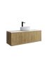 1200mm Slim Prime Oak Wall Hung Bathroom Vanity Left Drawer Grooved MDF Cabinet Only