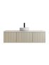 1500mm Slim Coastal Oak Wall Hung Bathroom Vanity 2 Drawers Grooved MDF Cabinet Only