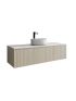 1500mm Coastal Oak Wall Hung Bathroom Vanity 2 Drawers Grooved MDF Cabinet Only