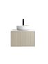 600mm Slim Coastal Oak Wall Hung Bathroom Vanity 1 Door Grooved MDF Cabinet Only