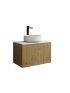 600mm Slim Prime Oak Wall Hung Bathroom Vanity 1 Door Grooved MDF Cabinet Only