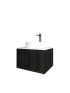 600mm Bottega Oak Wall Hung Bathroom Vanity 1 Door Grooved MDF Cabinet Only