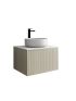 600mm Coastal Oak Wall Hung Bathroom Vanity 1 Door Grooved MDF Cabinet Only