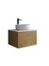 600mm Prime Oak Wall Hung Bathroom Vanity 1 Door Grooved MDF Cabinet Only