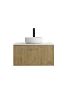 750mm Slim Prime Oak Wall Hung Bathroom Vanity 1 Door Grooved MDF Cabinet Only