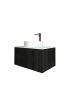 750mm Bottega Oak Wall Hung Bathroom Vanity 1 Door Grooved MDF Cabinet Only