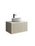 750mm Coastal Oak Wall Hung Bathroom Vanity 1 Door Grooved MDF Cabinet Only