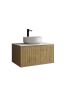 750mm Prime Oak Wall Hung Bathroom Vanity 1 Door Grooved MDF Cabinet Only