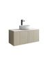 900mm Slim Coastal Oak Wall Hung Bathroom Vanity Left Drawer Grooved MDF Cabinet Only