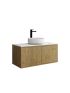 900mm Slim Prime Oak Wall Hung Bathroom Vanity Left Drawer Grooved MDF Cabinet Only