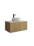 900mm Prime Oak Wall Hung Bathroom Vanity Left Drawer Grooved MDF Cabinet Only