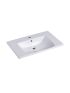 750x460mm Eden D Shape Basin Gloss White Ceramic Top