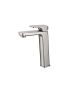 Eden Round Cornered Rectangle Handle Highrise Basin Mixer Brushed Nickel