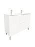 1200mm Freestanding with legs  PVC Matte White Ribbed Design Bathroom Vanity Cabinet Only