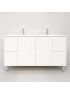 1500mm Freestanding with legs  PVC Matte White Ribbed Design Bathroom Vanity Cabinet Only