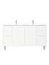 1500mm Freestanding with legs  PVC Matte White Ribbed Design Bathroom Vanity Cabinet Only