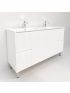 1500mm Freestanding with legs  PVC Matte White Ribbed Design Bathroom Vanity Cabinet Only