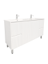 1500mm Freestanding with legs  PVC Matte White Ribbed Design Bathroom Vanity Cabinet Only