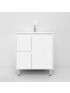 750mm Freestanding with legs  PVC Matte White Ribbed Design With Right Hand Drawers Bathroom Vanity Cabinet Only