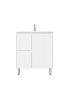 750mm Freestanding with legs  PVC Matte White Ribbed Design With Right Hand Drawers Bathroom Vanity Cabinet Only