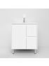 750mm Freestanding with legs  PVC Matte White Ribbed Design With Left Hand Drawers Bathroom Vanity Cabinet Only