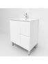 750mm Freestanding with legs  PVC Matte White Ribbed Design With Left Hand Drawers Bathroom Vanity Cabinet Only