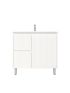 900mm Freestanding with legs  PVC Matte White Ribbed Design With Left Hand Drawers Bathroom Vanity Cabinet Only