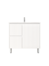 900mm Freestanding with legs  PVC Matte White Ribbed Design With Left Hand Drawers Bathroom Vanity Cabinet Only