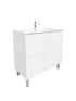 900mm Freestanding with legs  PVC Matte White Ribbed Design With Left Hand Drawers Bathroom Vanity Cabinet Only