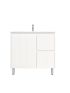 900mm Freestanding with legs  PVC Matte White Ribbed Design With Right Hand Drawers Bathroom Vanity Cabinet Only