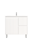 900mm Freestanding with legs  PVC Matte White Ribbed Design With Right Hand Drawers Bathroom Vanity Cabinet Only