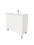 900mm Freestanding with legs  PVC Matte White Ribbed Design With Right Hand Drawers Bathroom Vanity Cabinet Only